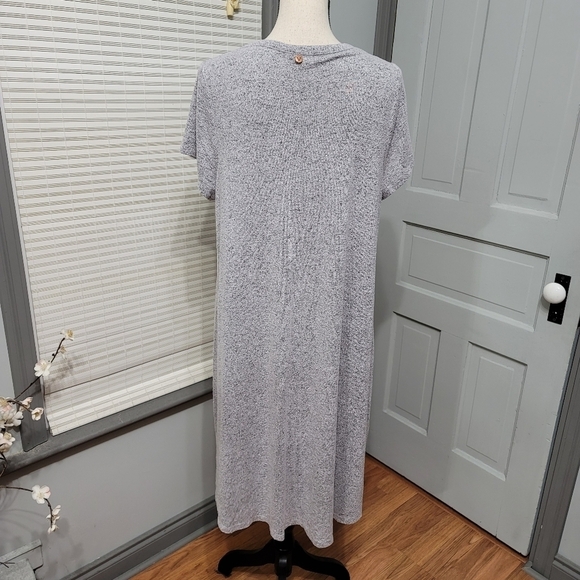 Livi Active Soft Knit Mesh Inset Hi Lo Marled Grey Short Sleeve Dress size 14/16 - Picture 6 of 6